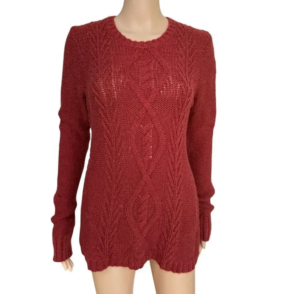 Madewell Firelight Cable Knit Pullover Sweater in a wool and alpaca blend size M